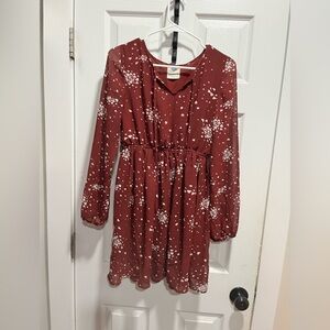Women's Floral Mini Dress - Burgundy